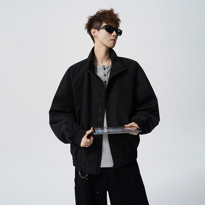 Unisex oversize Windbreaker med ståkrage och Raglan ärmar