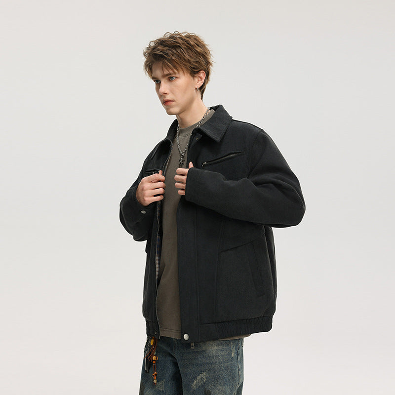 Herr Kurzjacke Aus Wollmix med Dold Dragkedja och Brusttaschen