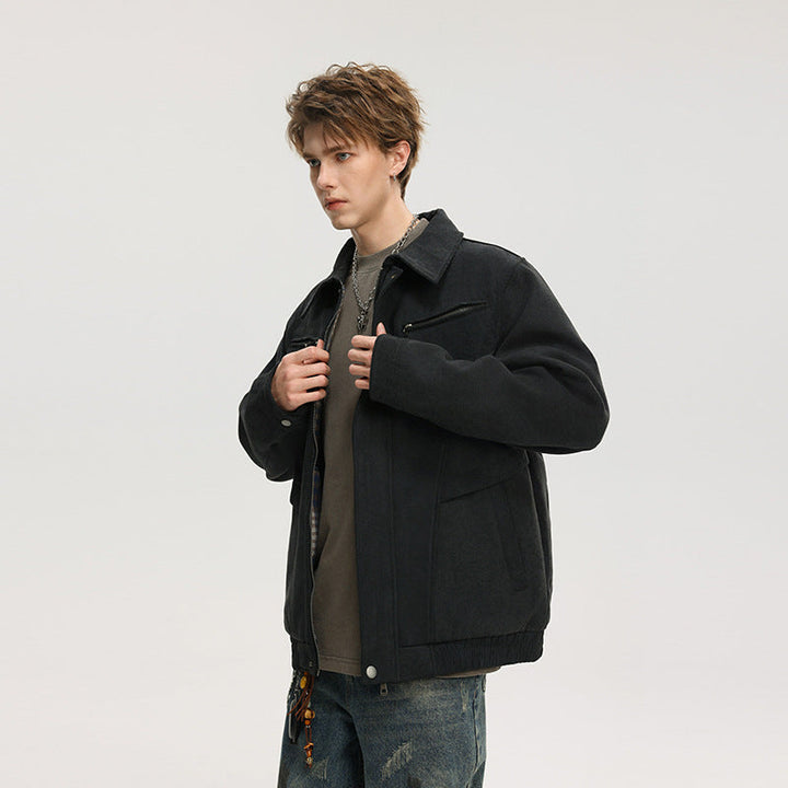 Herr Kurzjacke Aus Wollmix med Dold Dragkedja och Brusttaschen