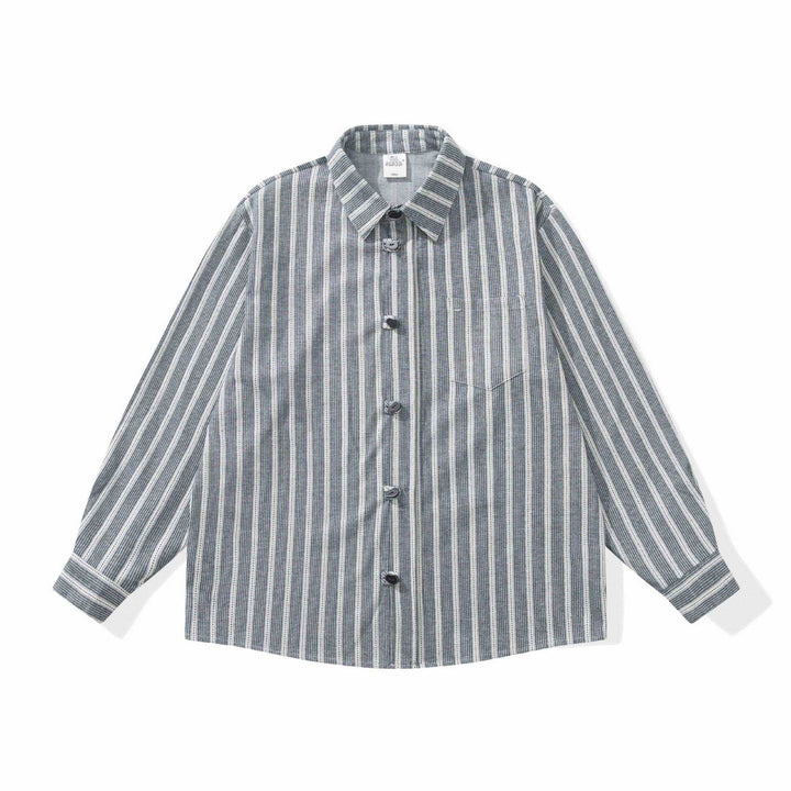 Dam Randig Overshirt Jacka med Bröstficka