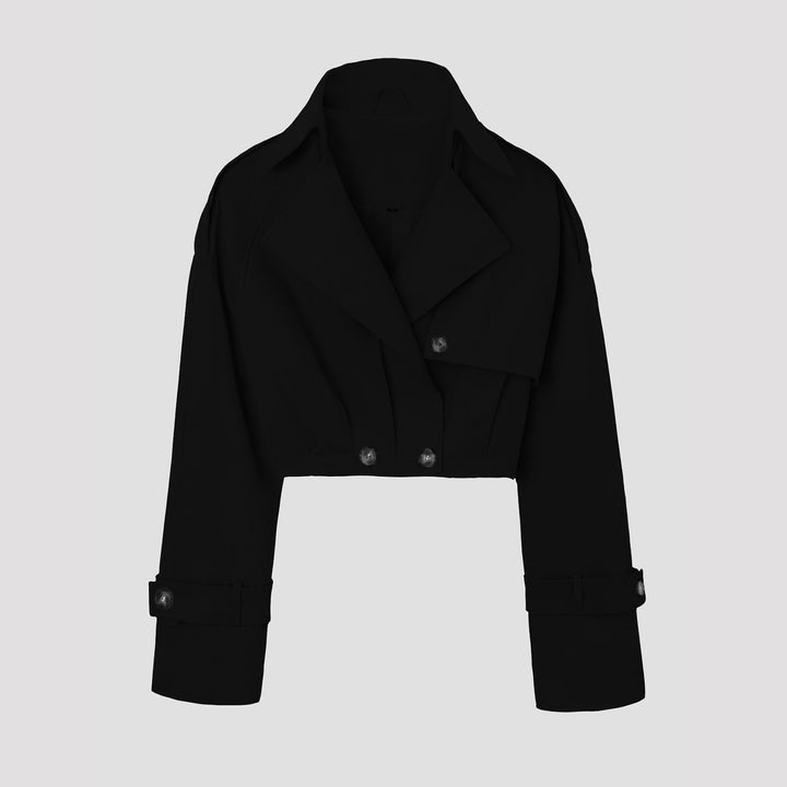 Dam kort jacka in trenchcoat stil med vid lapels