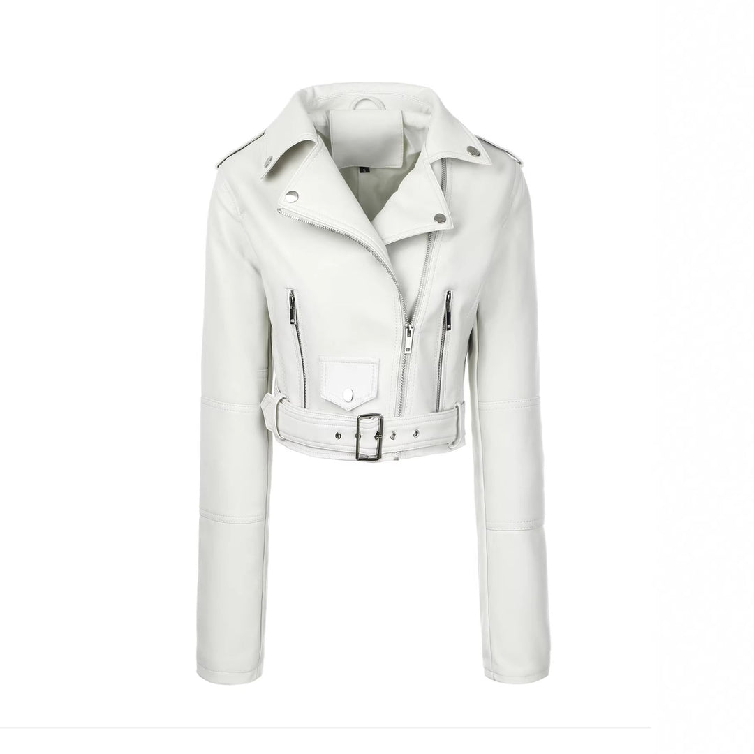 Dam Trendig Bikerjacka med Belt