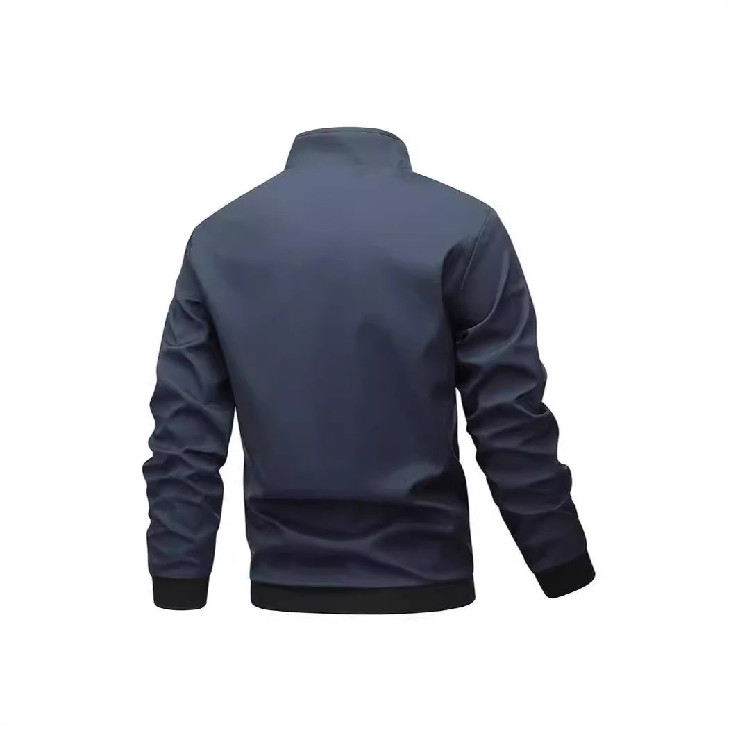 Herr Lätt Zip-Up Bomber Stil Training Jacka med Stående Krage och Wind-Resistant Microfiber Skal
