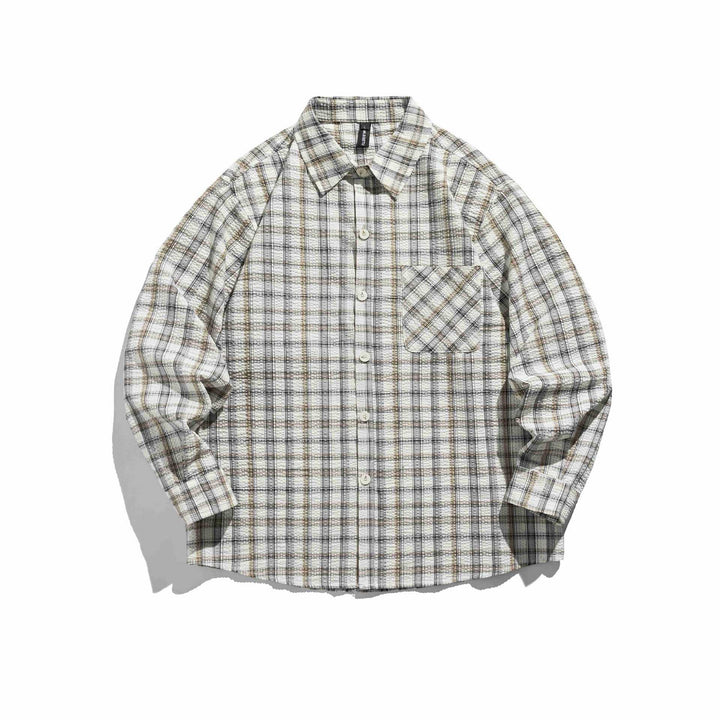 Dam Oversized Rutig Skjorta Jacka med Quiltad Structure