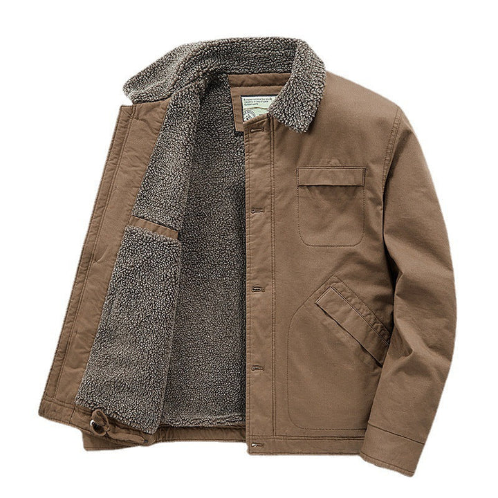 Herr Insulated Canvas Work Jacka med Sherpa Foder och Skjorta Krage