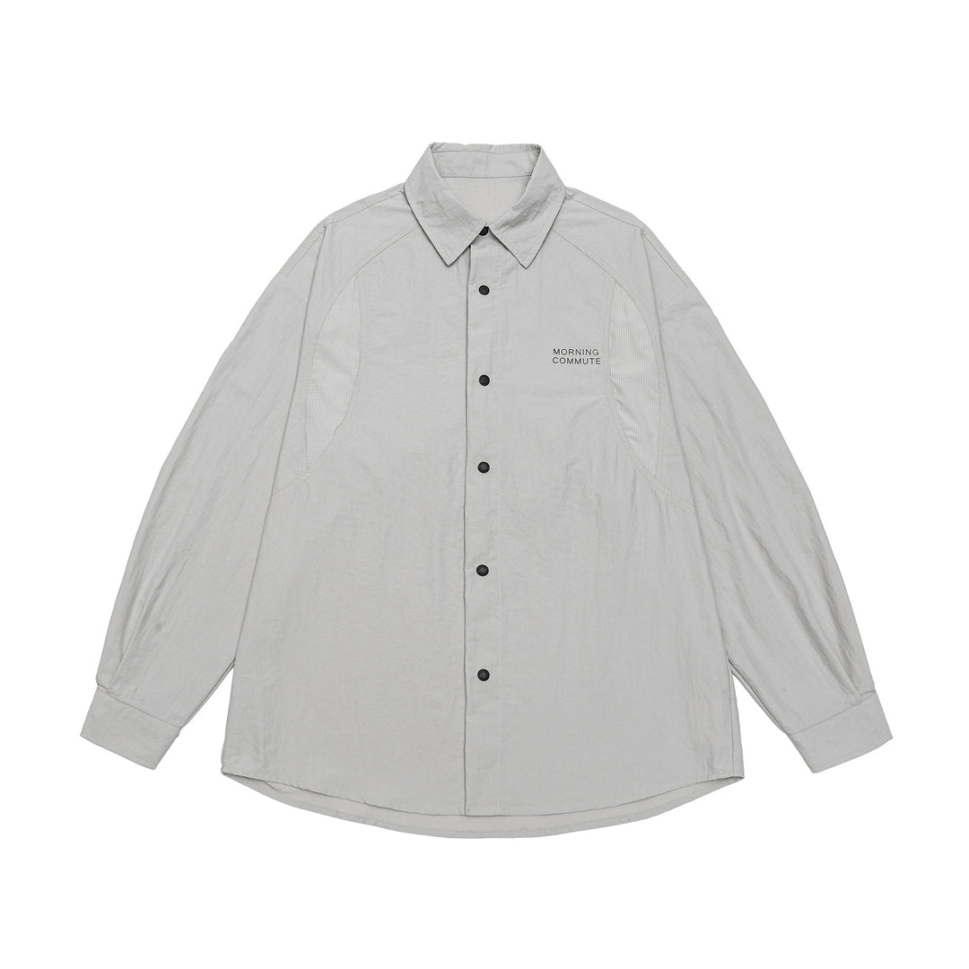 Unisex Light Overshirt i Coach Stil med Skjortkrage och Bröst Tryck