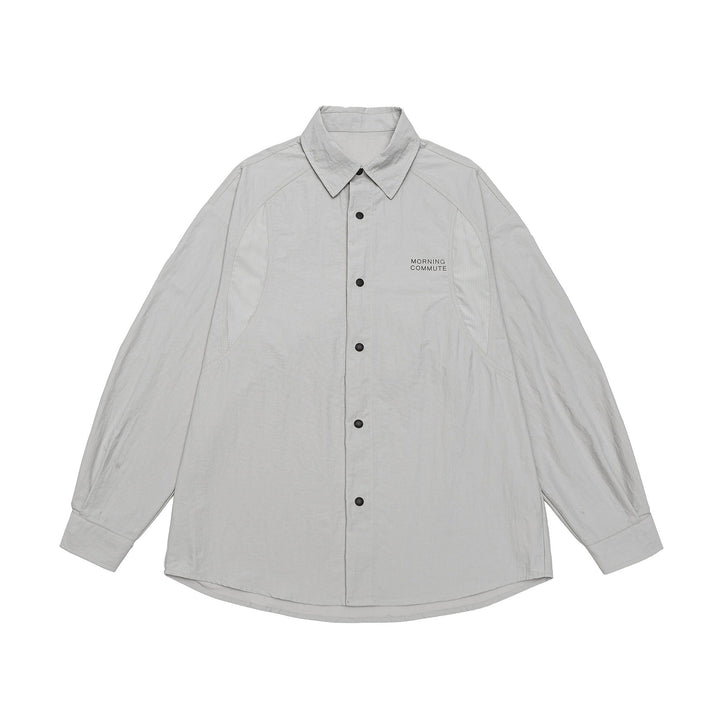 Unisex Light Overshirt i Coach Stil med Skjortkrage och Bröst Tryck