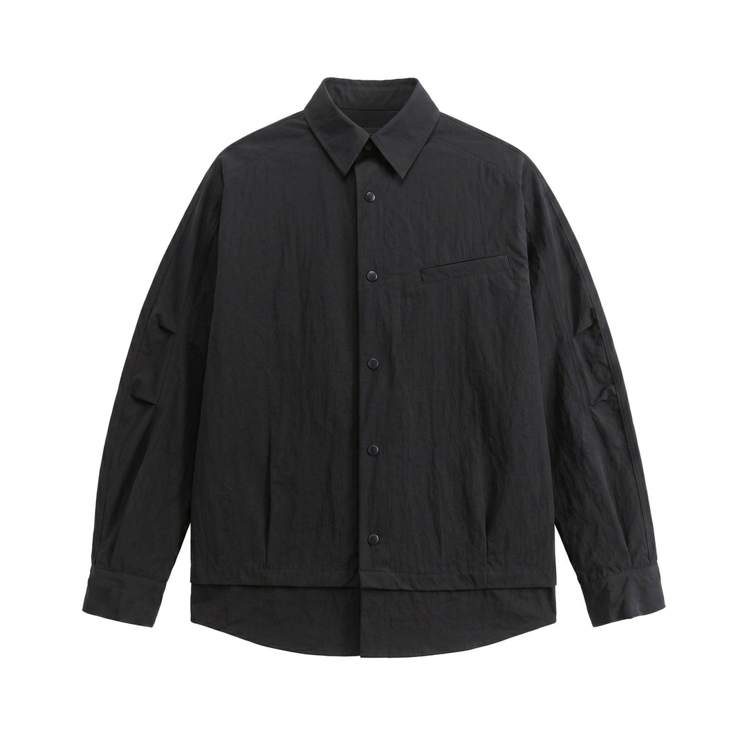 Unisex Oversized Skjorta Jacka med Tryckknapp Knappar, Kent Krage och Bröst Welt Ficka
