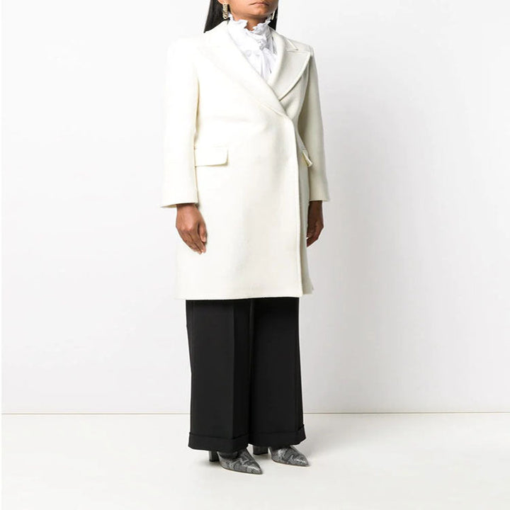 Dam Clean-skärning lång kappa med Slightly Dropped Lapels och Clear Tailoring silhuett