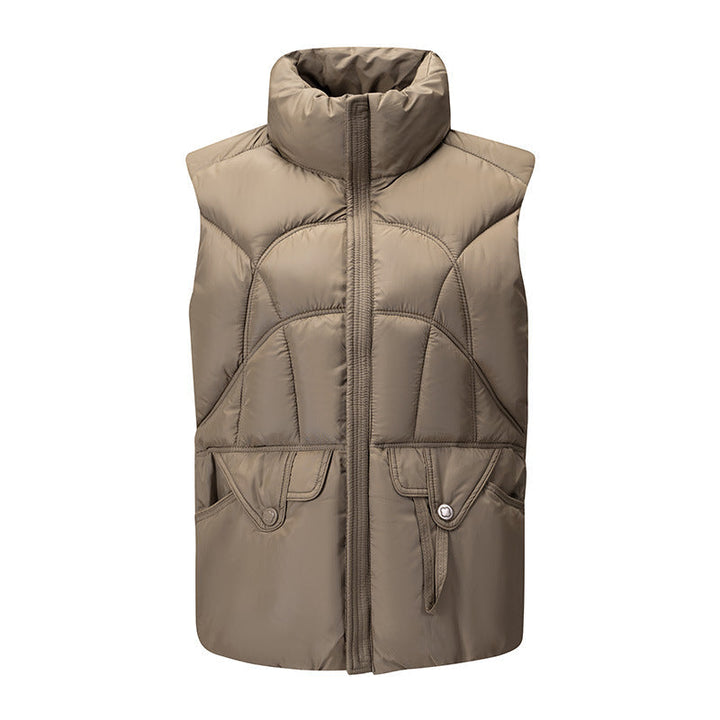 Dam modern-stil kviltad thermal väst med ergonomic body quilting och hög ståkrage