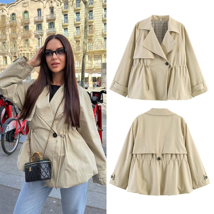 Dam Kort Trenchcoat med Drawstring Waist