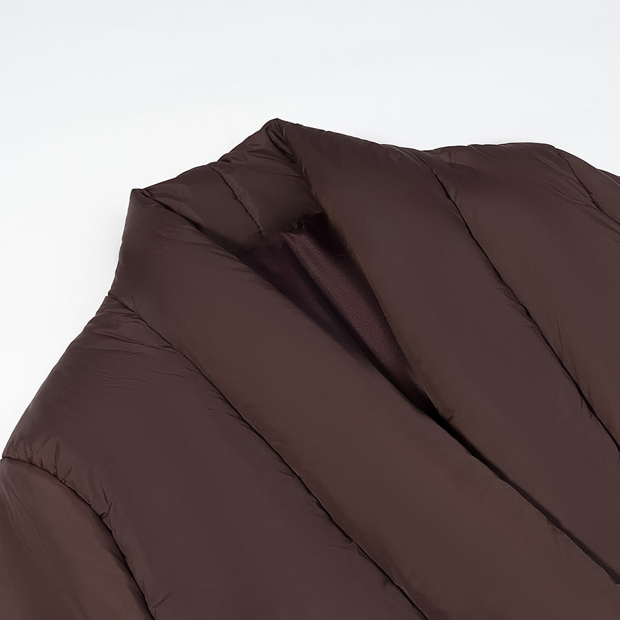 Dam kviltad Waistbelt kviltad jacka med Shawl krage