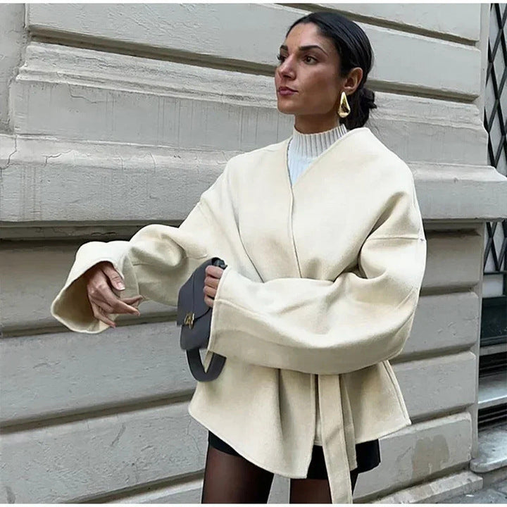 Dam 600+ Tailored Wrap Jacka med Tie Belt och Kimono Ärmar