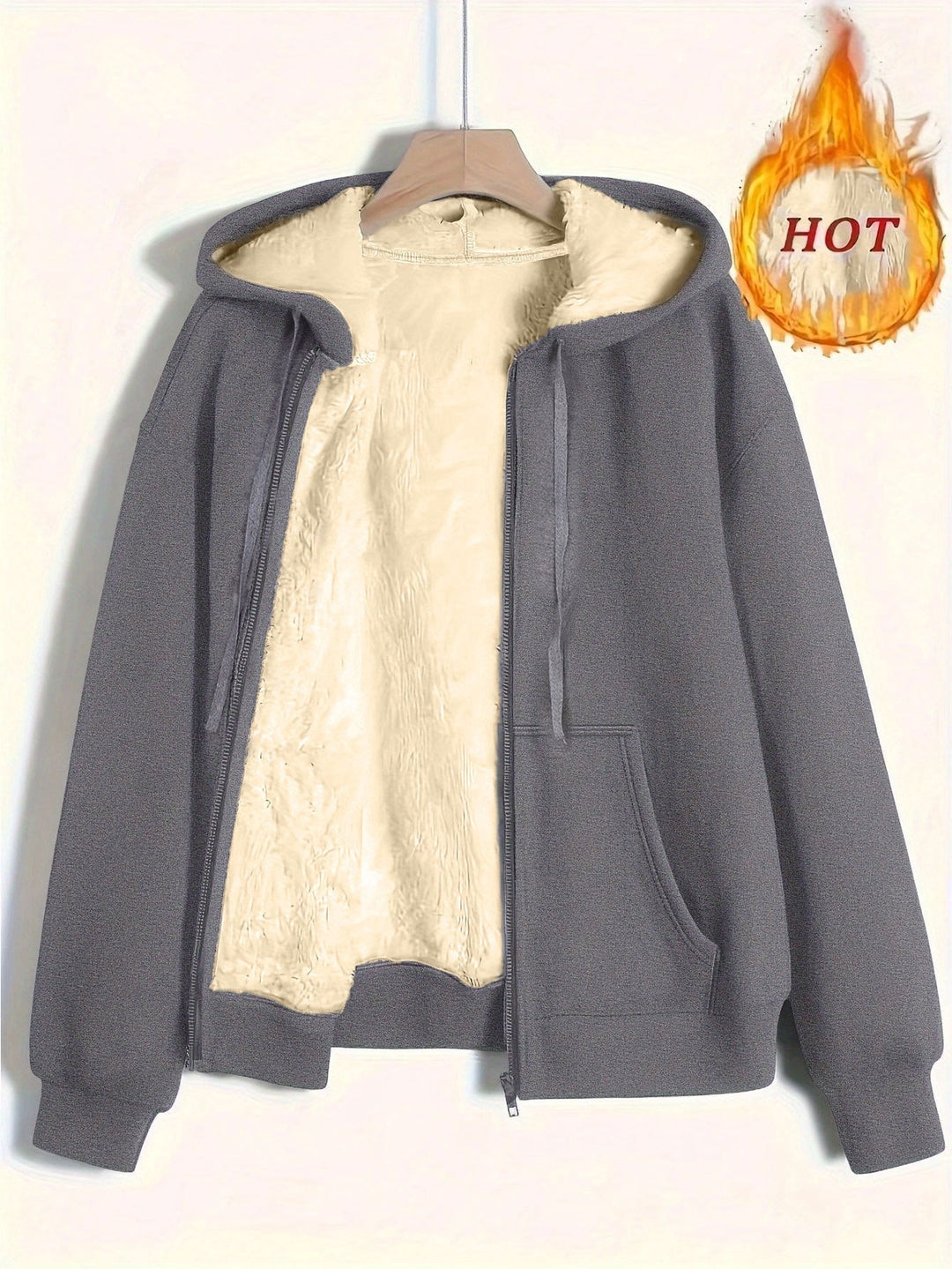 Dam Cozy Fleece Jacka med Dragkedja och Huva