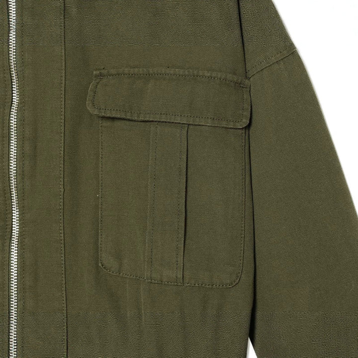 Dam Kort Utilityjacka med Dragkedja, Patch Chest Fickor och Waist Drawstring