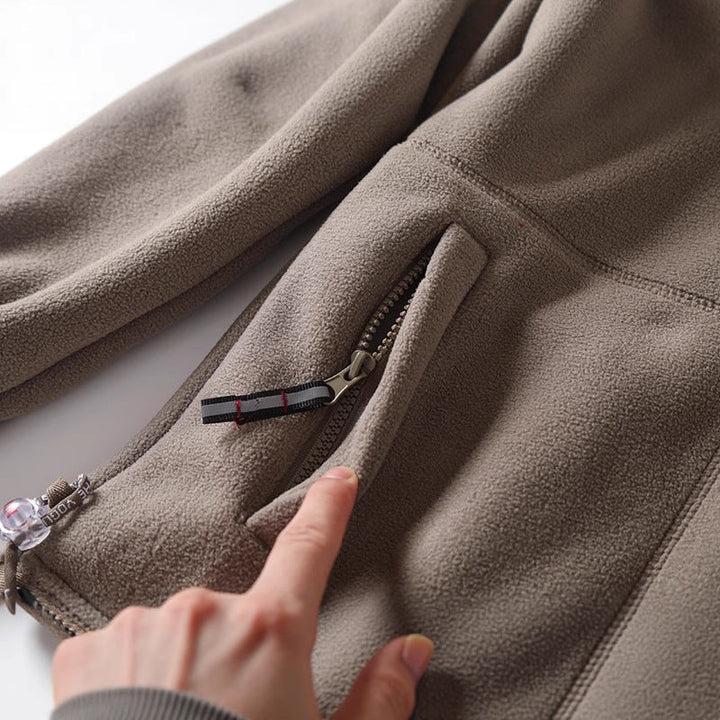 Herr Microfleece Quiltad Jacka med Stående Krage, Elastisk Muddar och Dold Sida Fickor