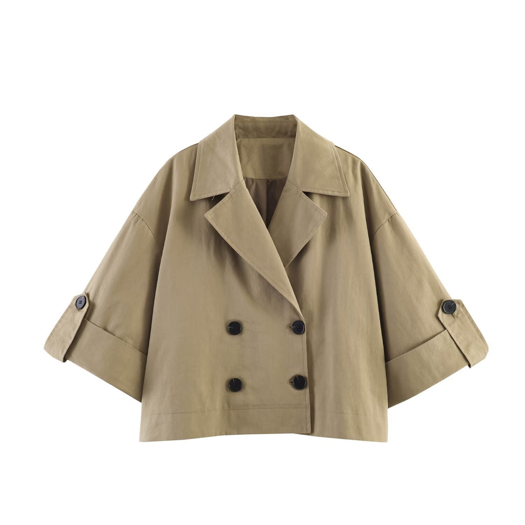 Dam kort skärning Cape trench med Boxy silhuett och Half-Length ärm Straps
