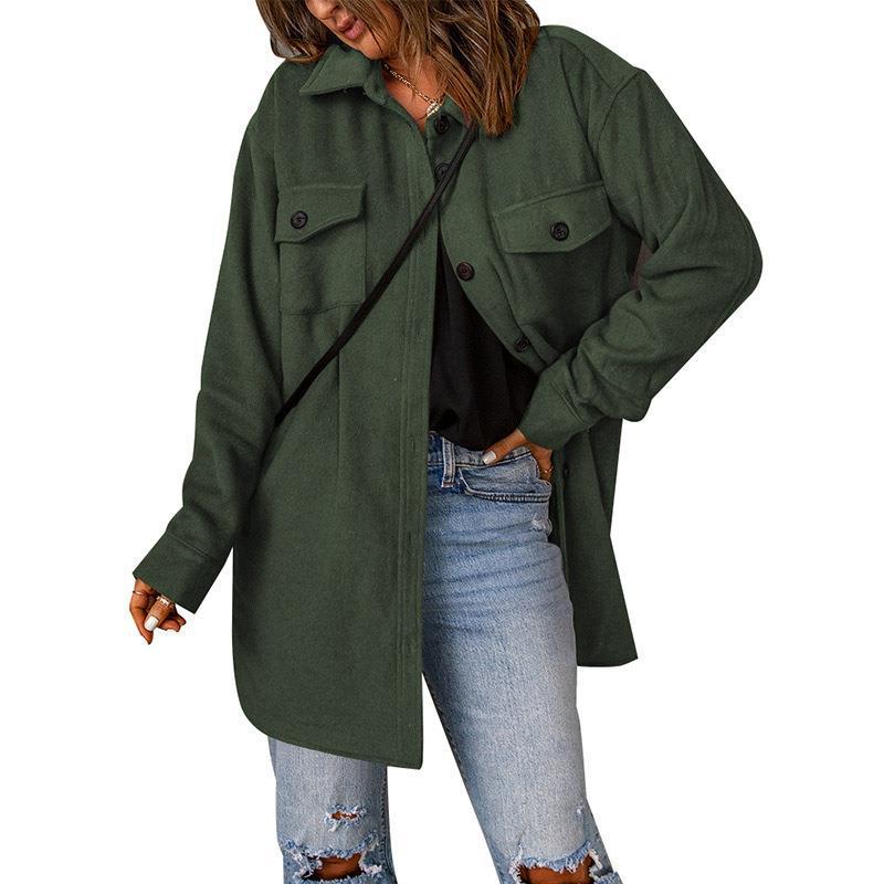 Dam Oversize Shirt jacka med Breast Flaps och lång skärning