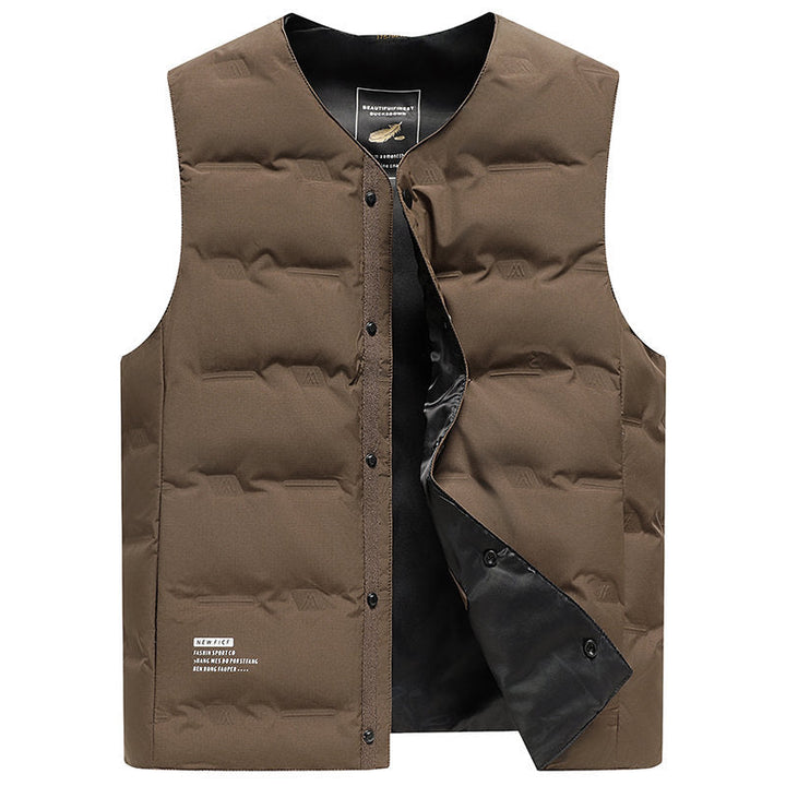 Herr Lätt Vadderad Termisk Väst med Snap-Knäppning och V-Neck