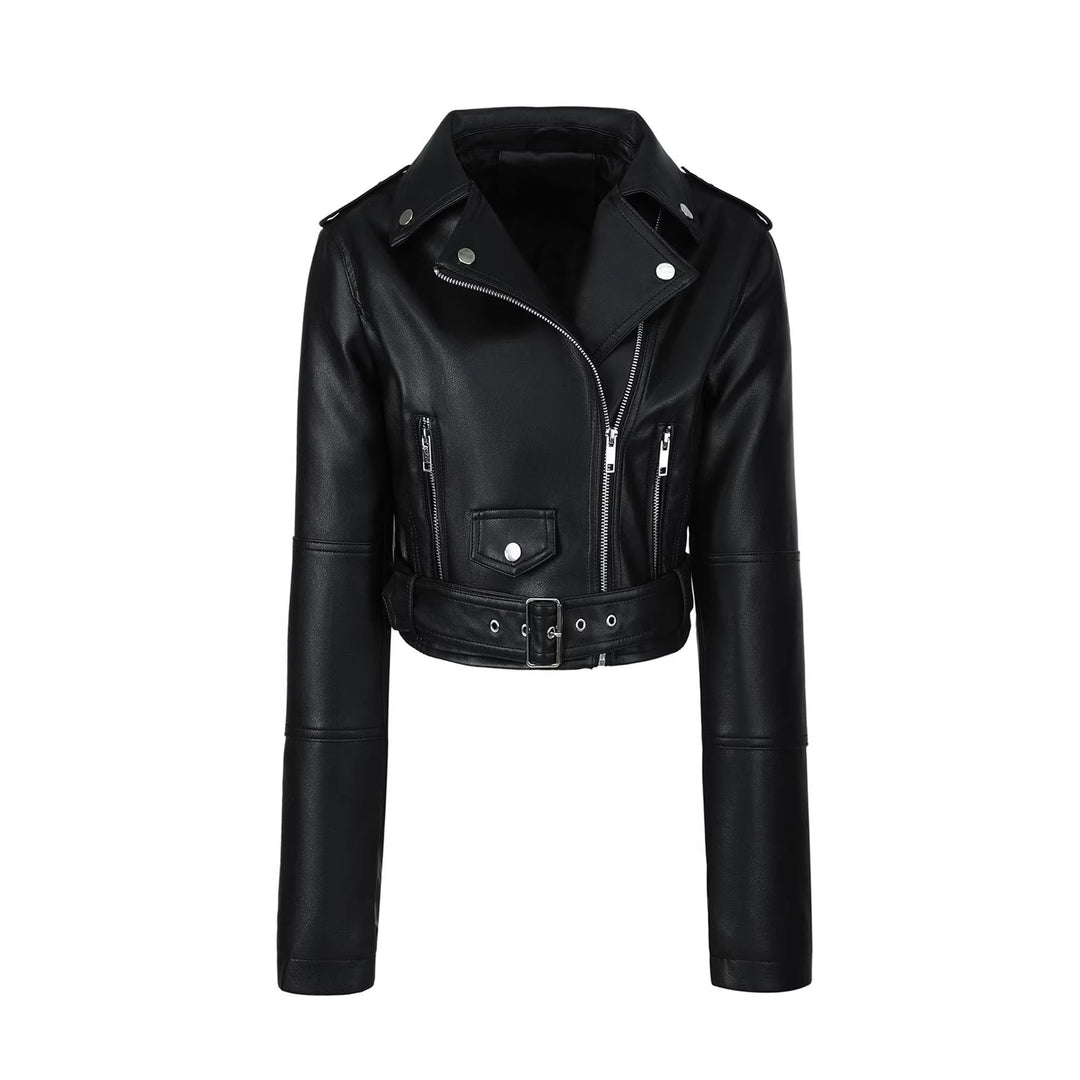Dam Trendig Bikerjacka med Belt