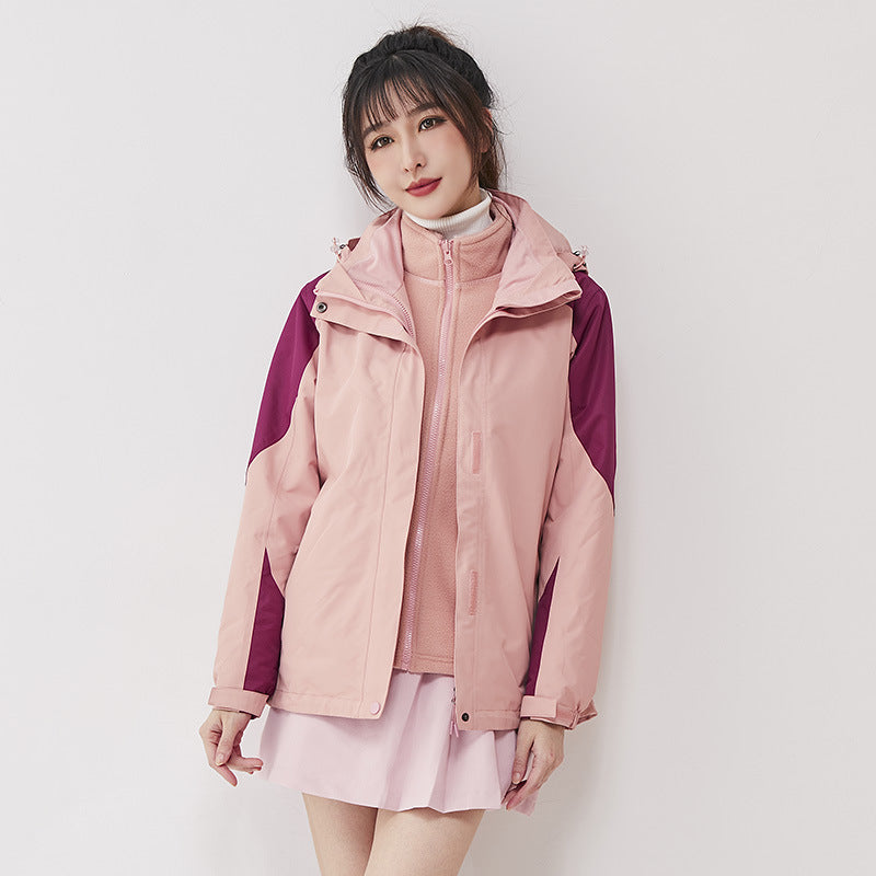 Dam double-layer utomhusjacka med removable fleece inner jacka och vindtät membrane