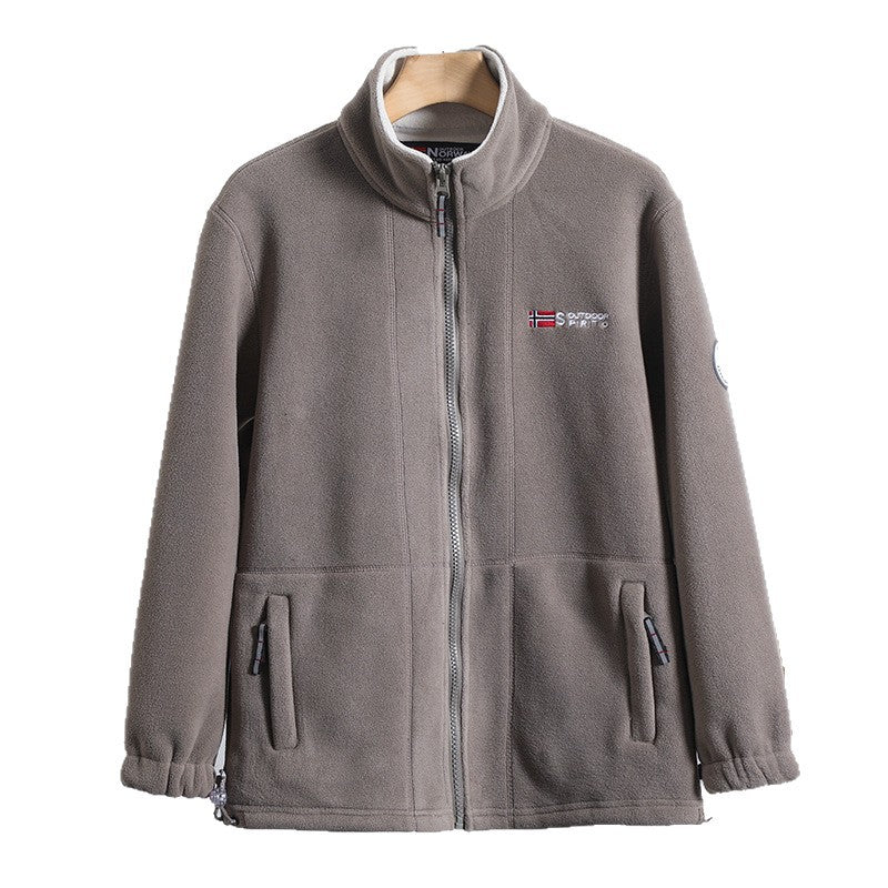 Herr Microfleece Quiltad Jacka med Stående Krage, Elastisk Muddar och Dold Sida Fickor