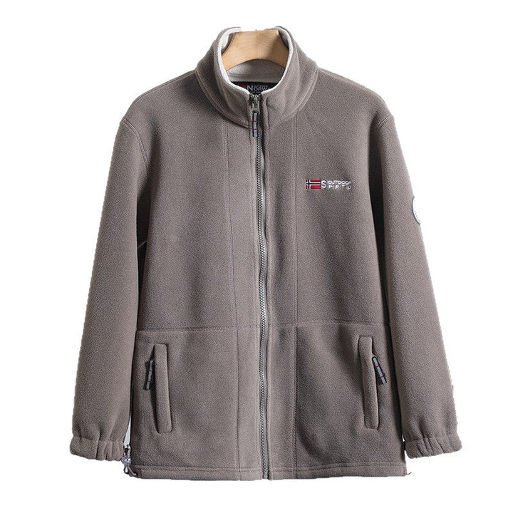 Herr Microfleece Quiltad Jacka med Stående Krage, Elastisk Muddar och Dold Sida Fickor