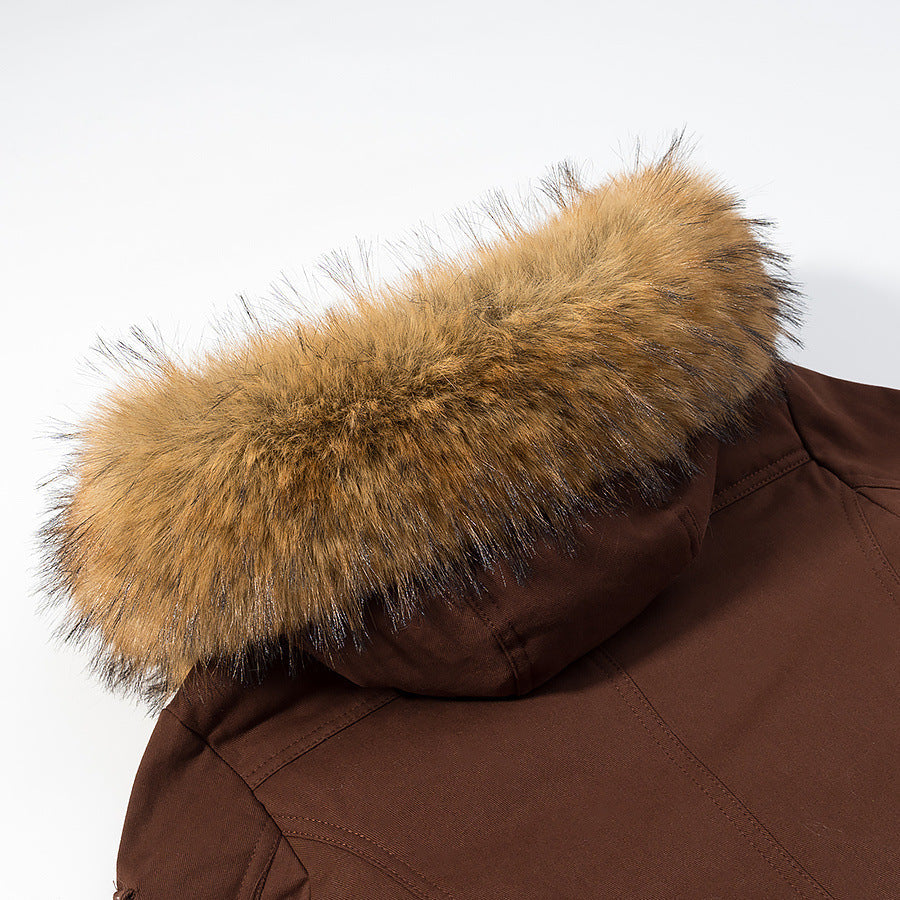 Dam Kort Vadderad Parka Jacka med Huva och Faux Fur Kant