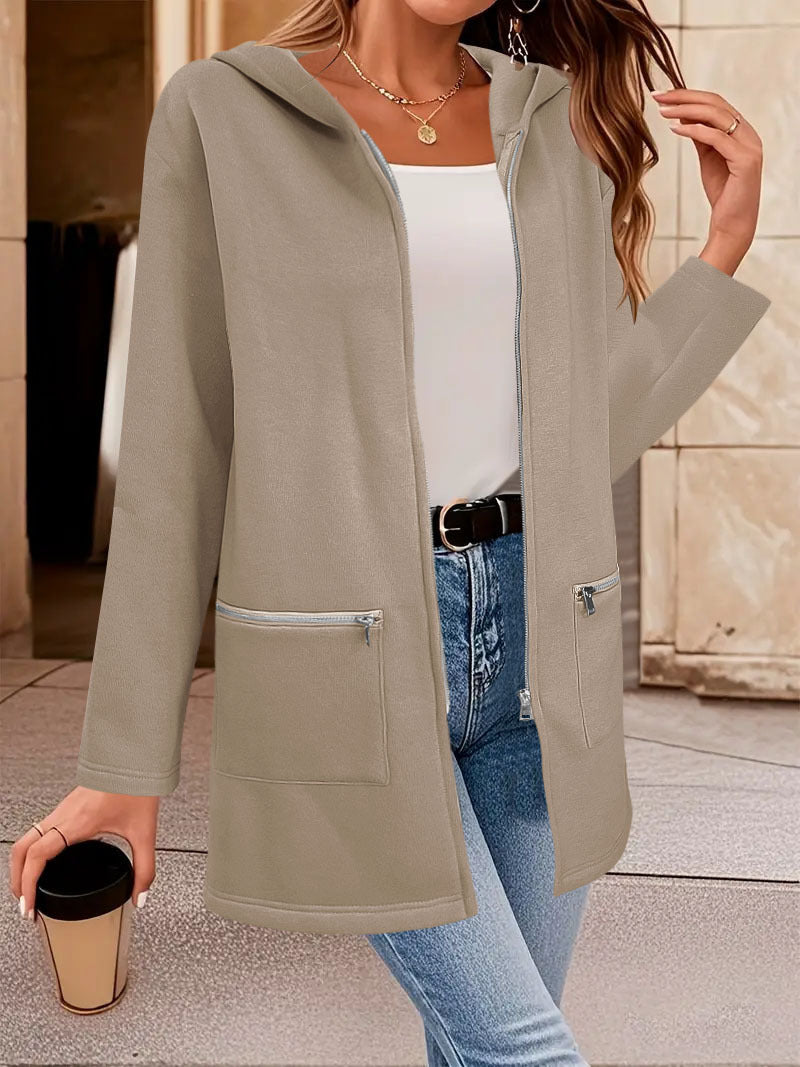 Dam Longline Oversize jacka med hel dragkedja och dragkedja fickor