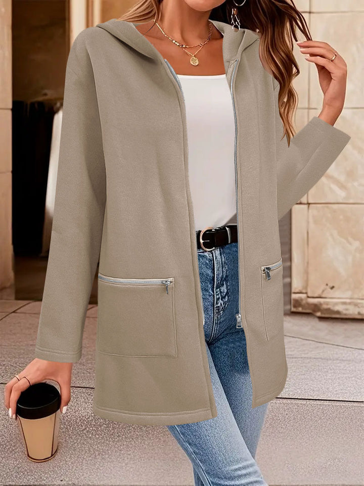 Dam Longline Oversize jacka med hel dragkedja och dragkedja fickor