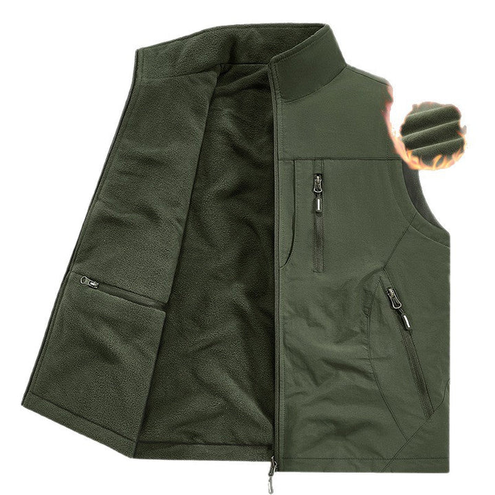 Herr Thermo Fleece Utomhus Väst med Warming Teddyfoder, Vindskyddande Yttre Lager och Multifunctional Zip Fickor