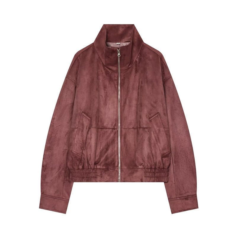 Dam Lätt Vadderad Windbreaker med Stå Krage och Prickig Prick Tryck