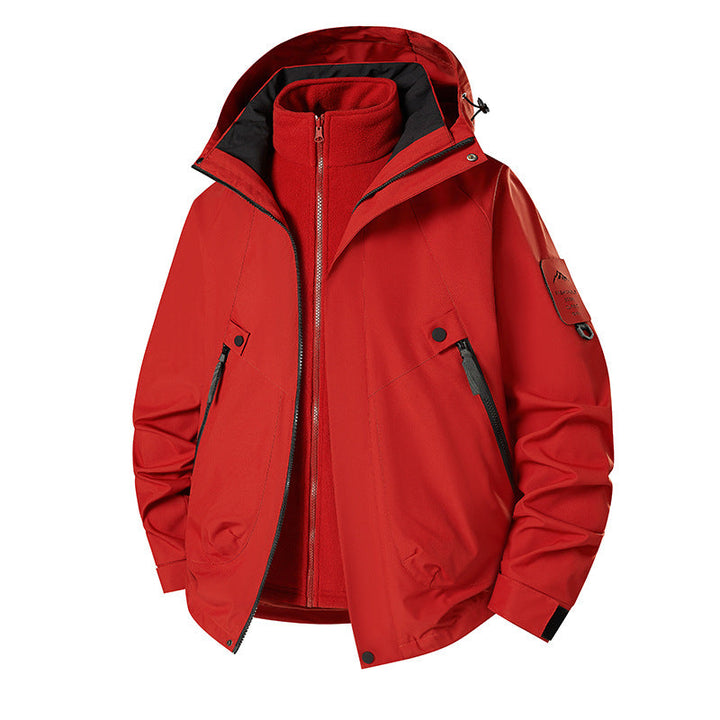 Herr 3-i-1 Softshell Parka med Uttagbar Fleece Inre Jacka och Technical Huva
