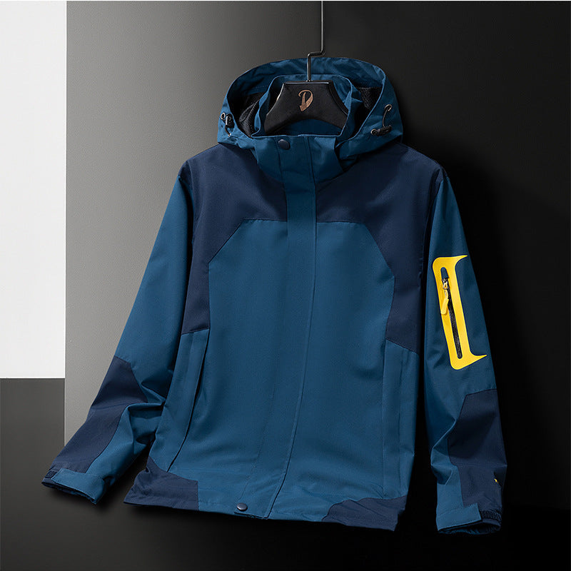 Herr Teknisk Softshell Frilufts Jacka med Huva Vatten Avvisande Membran och Arm Ficka