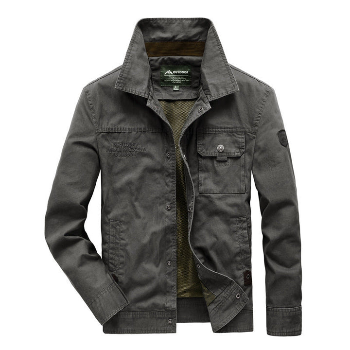 Herr Urban Canvas Utility Blouson med Stående Krage, Mesh Foder och Bröst Lock Ficka