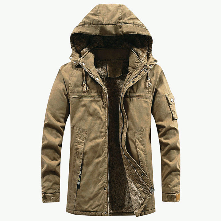 Herr Parkas med Huva och Teddyfoder Vindtät Vattenavvisande Vinterjacka