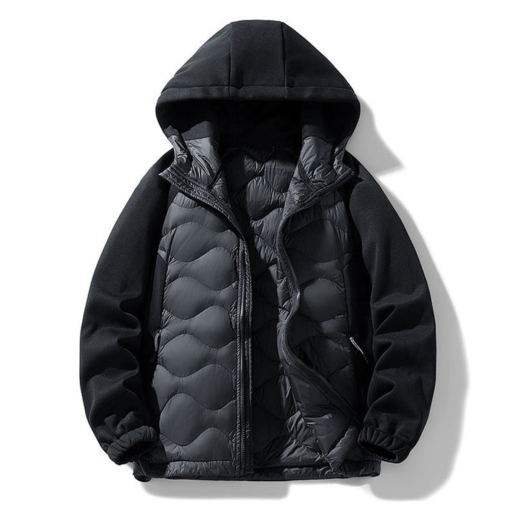 Herr Fodrad Hybrid-Steppjacke med Huva och Fleeceärmeln