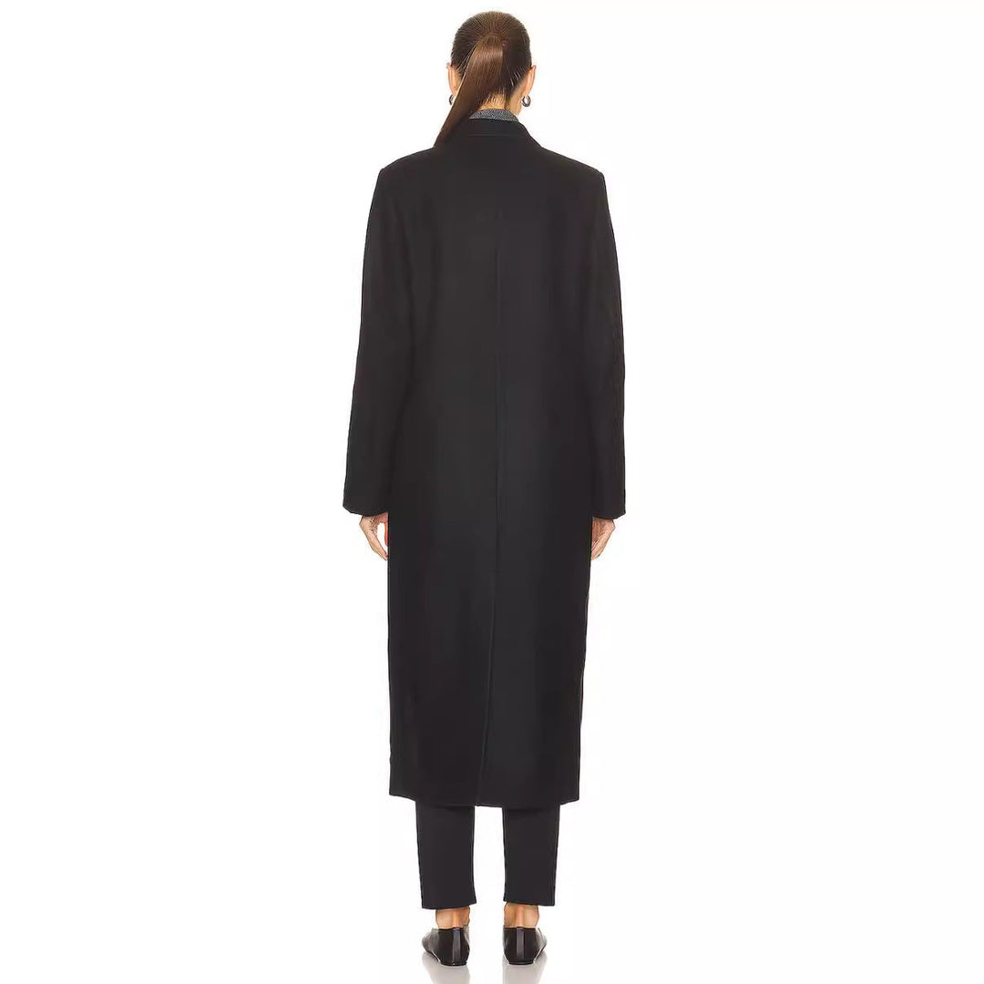 Dam Maxi Length Double Breasted ullblandning lång kappa med skräddad Finish
