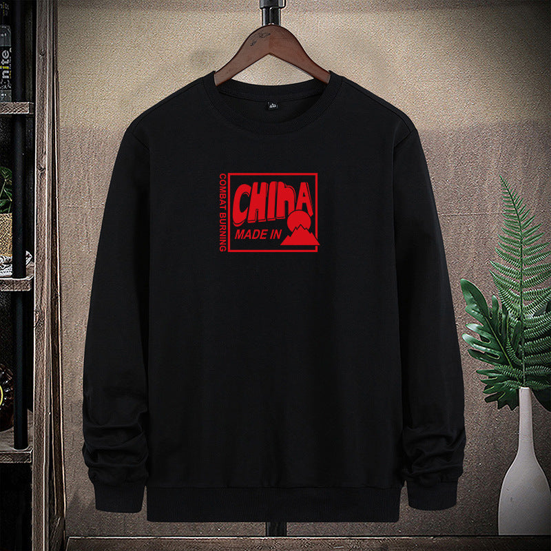 Herr College-Tröja med Crew Neck och Eye-Catching Statement Fram Tryck