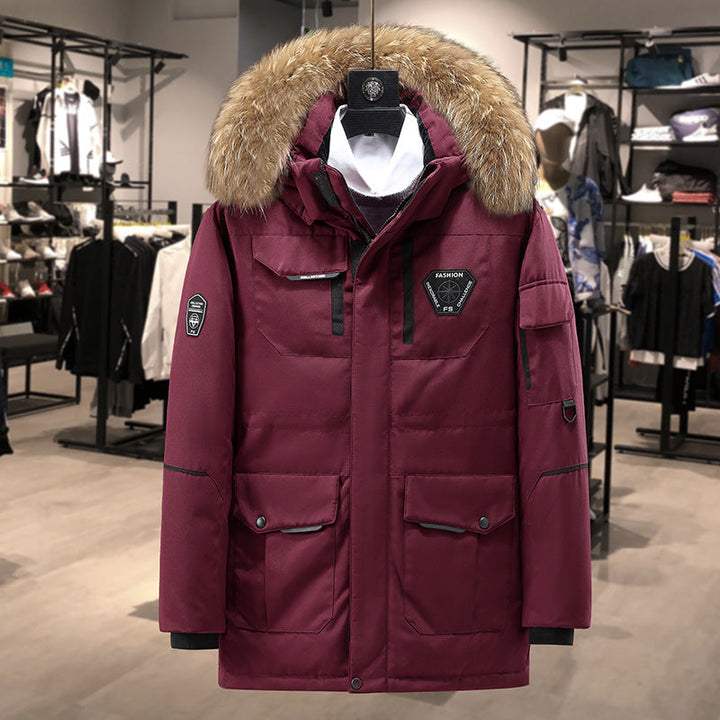 Herr Technical Insulated Vinter Parka med Uttagbar Faux Fur Huva och Multifunctional Fickor