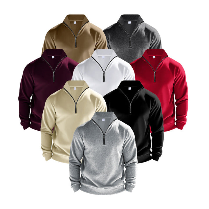 Herr Lätt Fleece Pullover med Ståkrage och Halv-Length Dragkedja