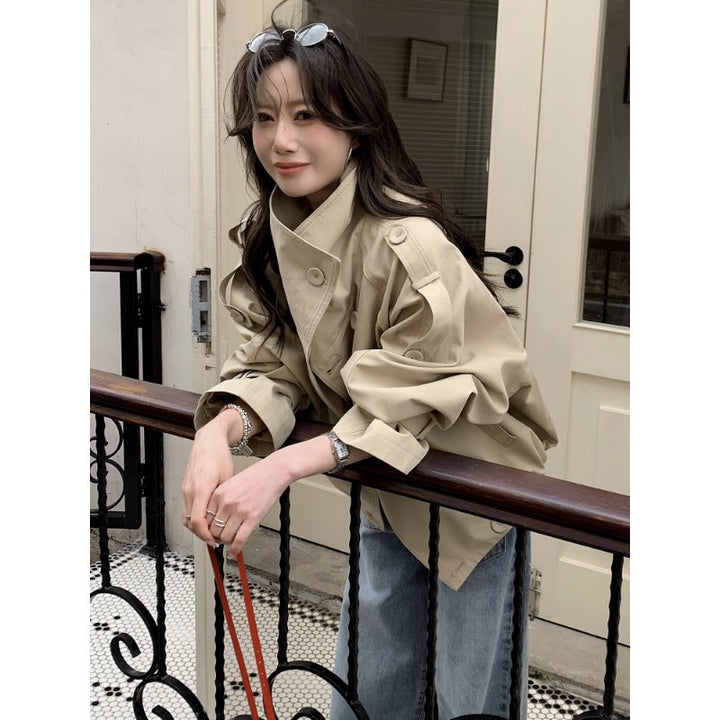 Dam oversize trenchcoat jacka med vid skärning och Epaulettes