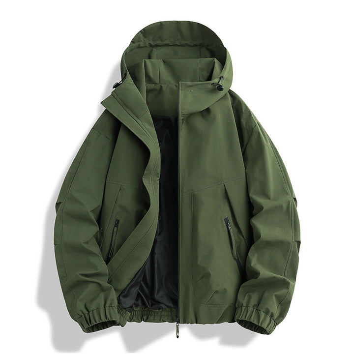 Herr Vattentät med Huva Utility Parka med Welded Sömmar, Adjustable Huva, och Concealed Dragkedja Fickor