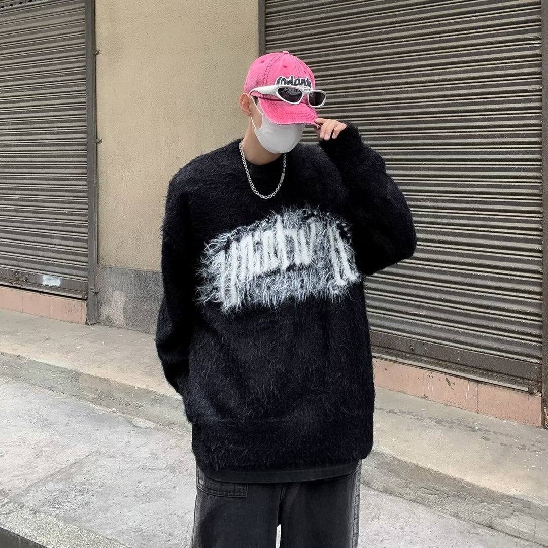 Herr Trendy Oversized Tröja med Eye-Catching Tryck