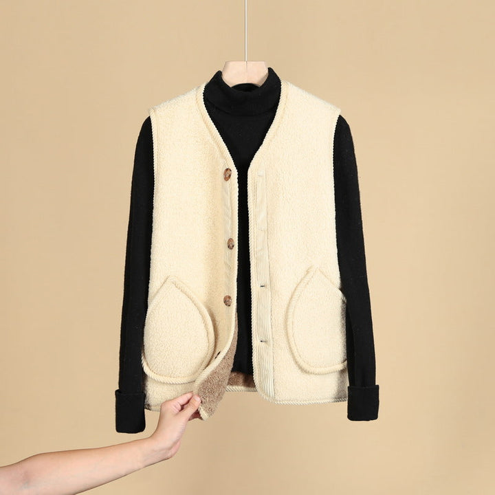 Dam Sleeveless Thermofleece väst med knäppning och Round fickor