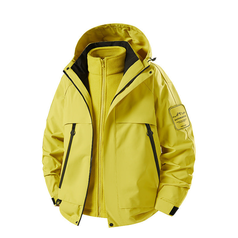 Herr Multifunctional Vattentät Softshell Regnjacka med Uttagbar Fleece Inre Jacka