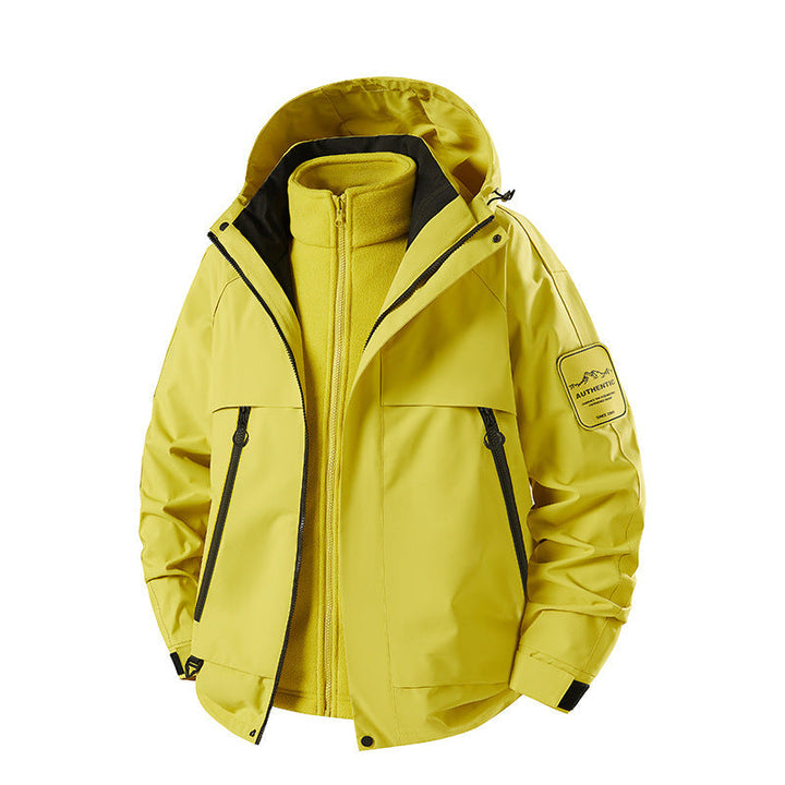 Herr Multifunctional Vattentät Softshell Regnjacka med Uttagbar Fleece Inre Jacka