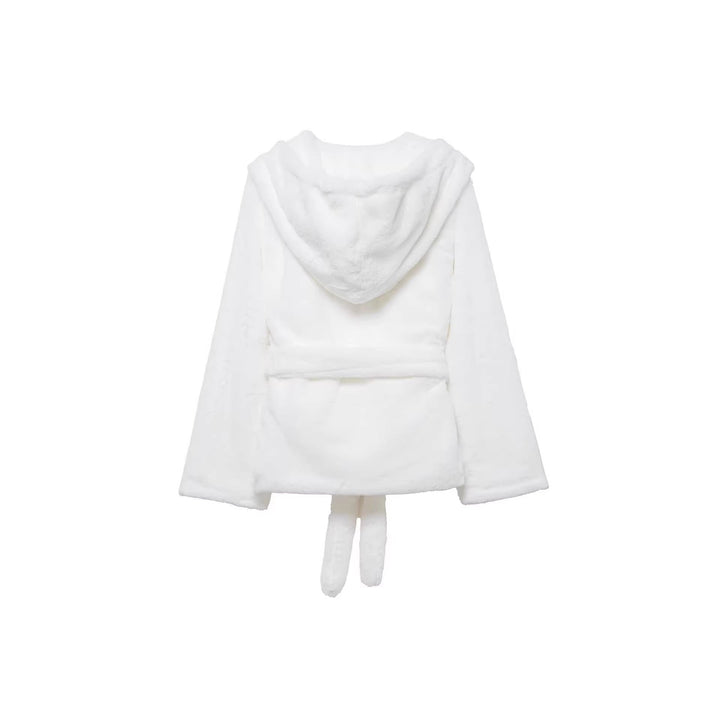Dam Cozy Faux Fur kort jacka med Shawl huva och Bow Tie midjebälte