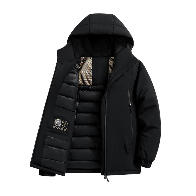 Herr isolerad softshell parka med teknisk Huva, vindtät ytterskal och innerfickor