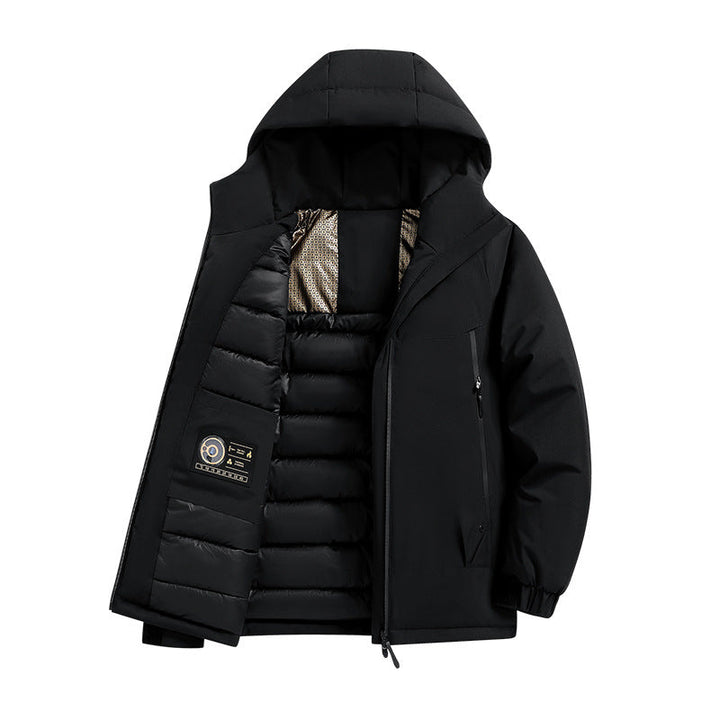 Herr isolerad softshell parka med teknisk Huva, vindtät ytterskal och innerfickor
